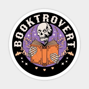 Booktrovert Skeleton Reading Book Funny Bookish Book-trovert Magnet